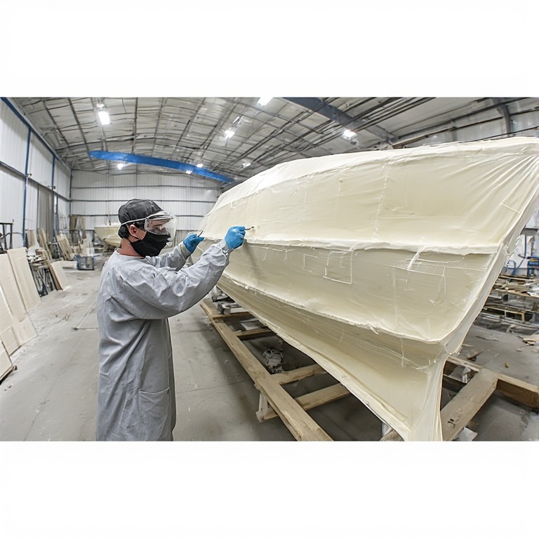 man laying up fiberglass