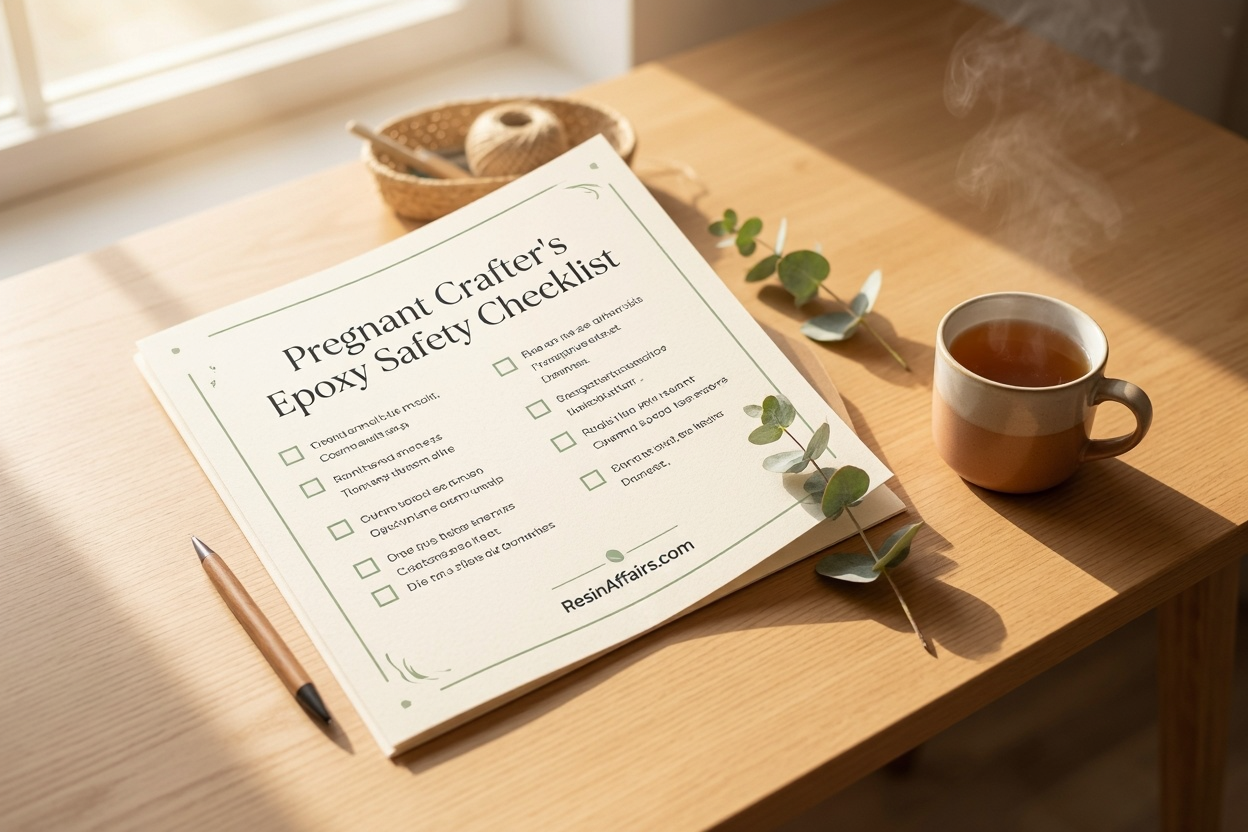 A high-angle photograph of a printed "Pregnant Crafter