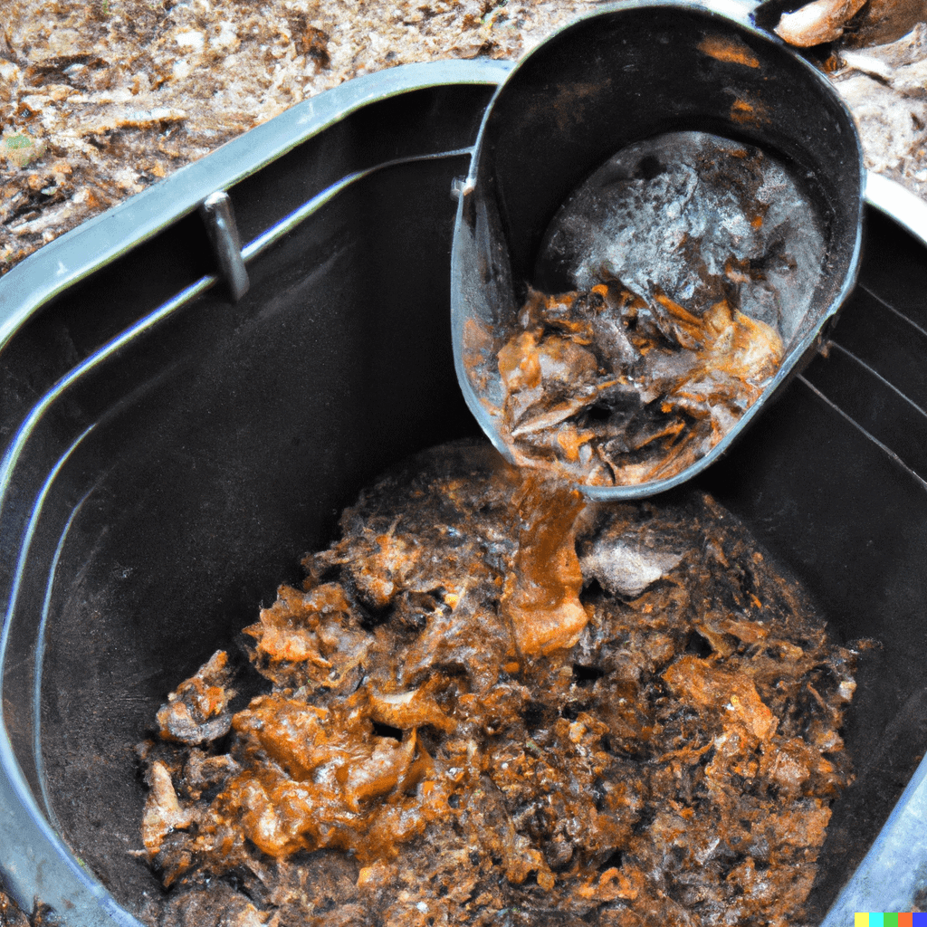Sustainable Resin Disposal: Eco-Friendly Ways to Handle Leftover Resin 3 A bucket of organic waste being emptied into a compost bin. this is one example of sustainable resin disposal