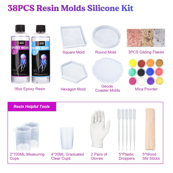 Lets Resin Coaster Kit Contents