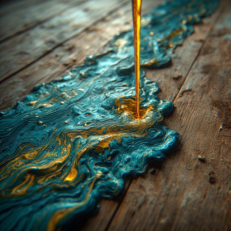 blue and gold resin pour