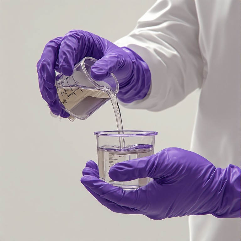 pouring hardener into resin