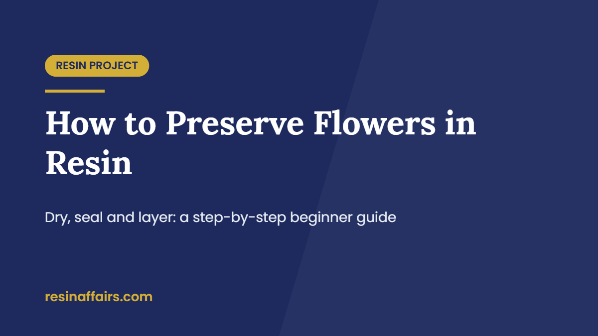 Title card: How to Preserve Flowers in Resin, a step-by-step beginner guide to drying, sealing and casting flowers, from Resin Affairs.